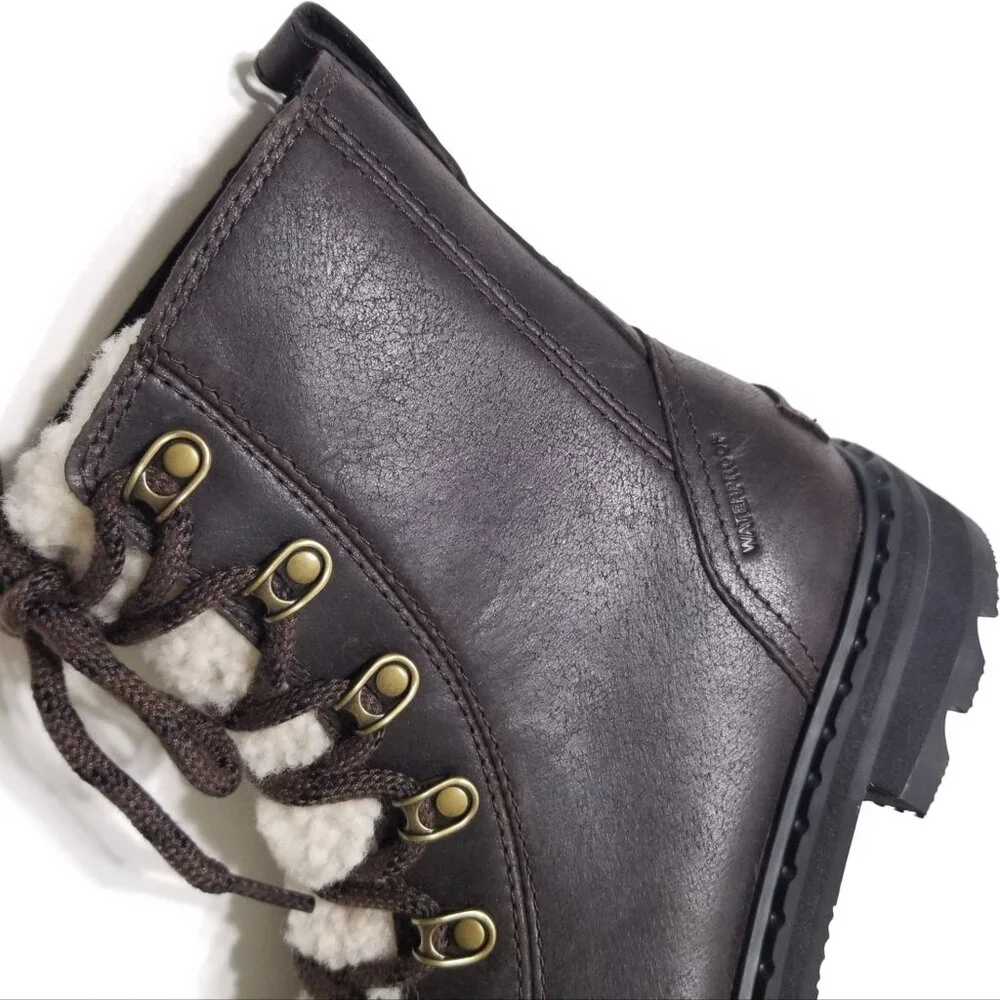 NWOB Sorel Lennox Lace Cozy Waterproof Winter Boots in Blackened Brown Sz 6.5, 7